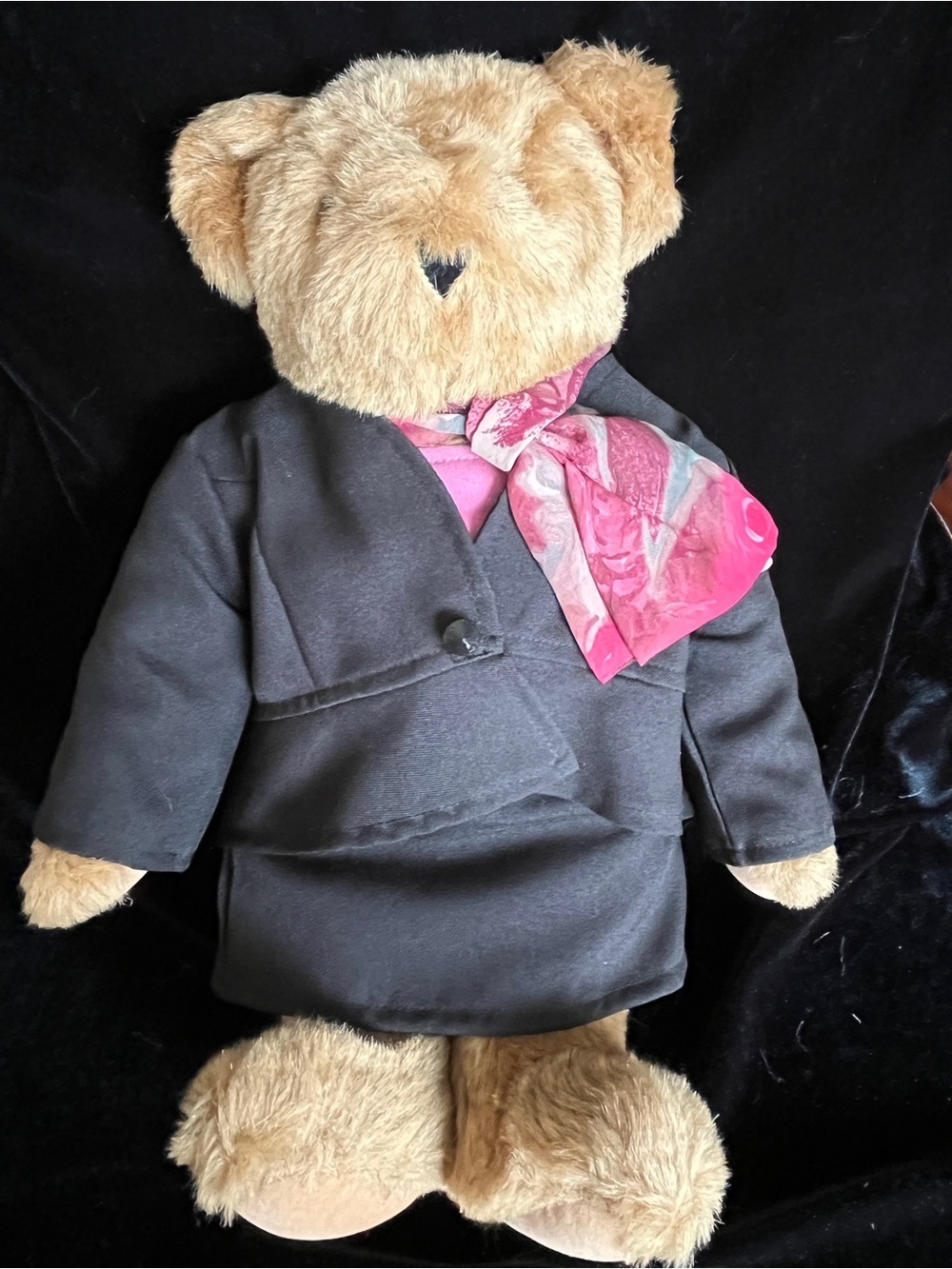 Vermont Jointed Teddy Bear wearing Black Skirt, Scarf & Suit Jacket New 2011